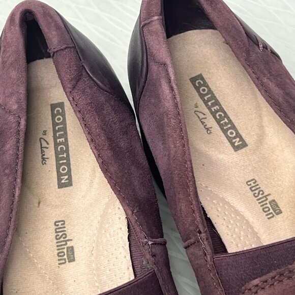 Clarks Collection Loafers Size 7.5 Sharon Dolly Slip On  Aubergine Brown Suede - Picture 7 of 8